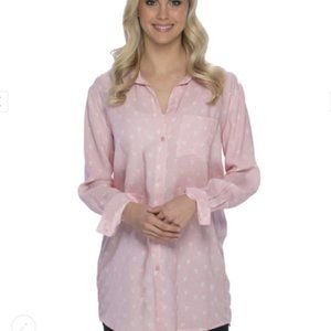 Paisley Box Pink Hearts Button Down Night Shirt